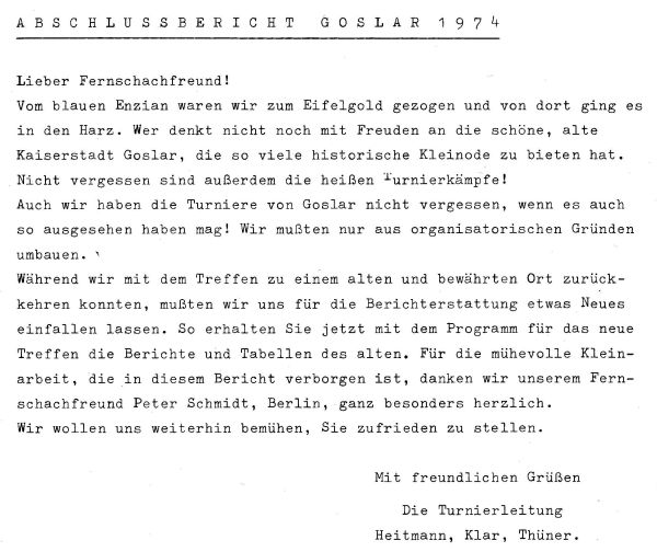 Abschlussbericht Goslar 1974
