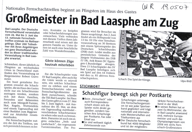 Artikel Westfälische Rundschau vom 19.05.2007