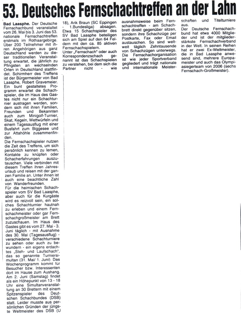 Artikel Westfalenpost vom 19.05.2007